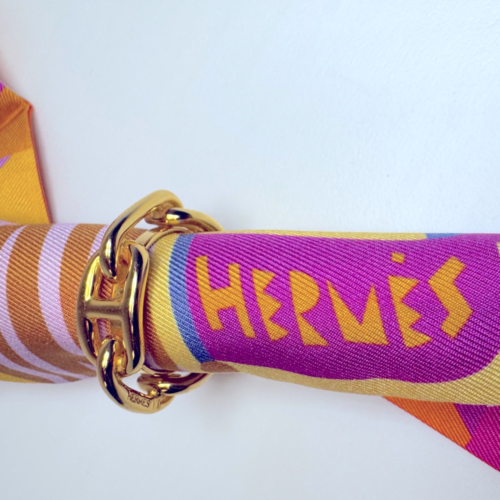Hermès Scarf Ring Chaine d’Ancre Vintage Gold Anchor Link Rare 1990s Boxed - Picture 9 of 9